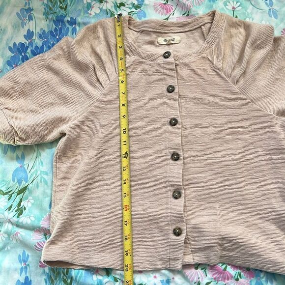 Madewell Draped/Ribbed Button Front Top - M - Picture 6 of 8